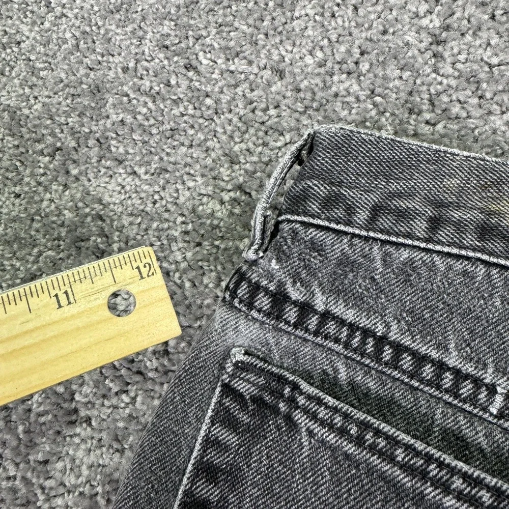 Vtg Wrangler Jeans Mens 34x34 Black Straight Leg Denim Charcoal Workwear Logo
